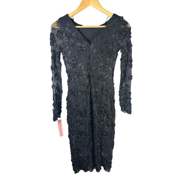 AQUA Long Sleeve Embroidered Formal Dress Black Size US 2 - Picture 5 of 11